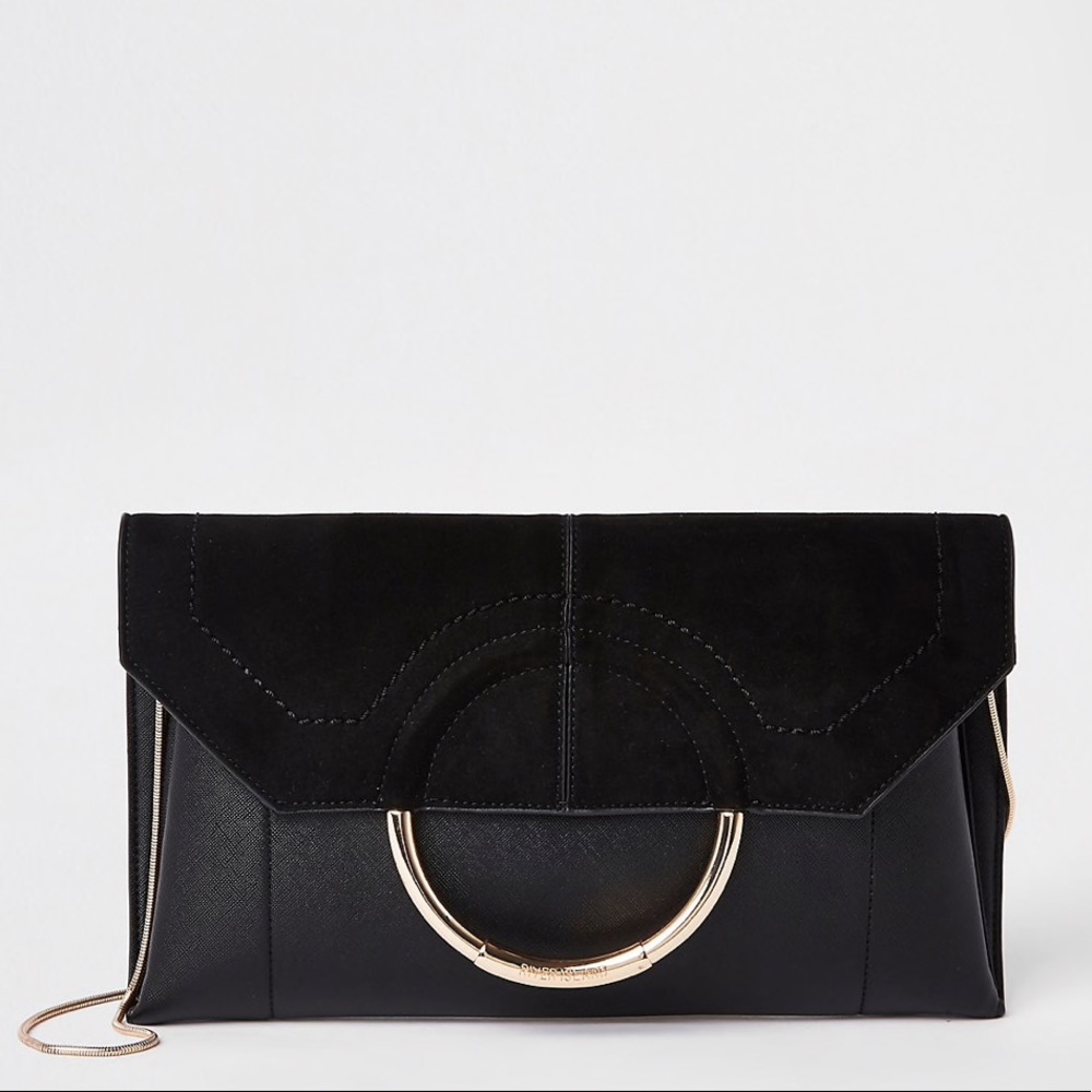 Cute black, clutch purse with detachable strap